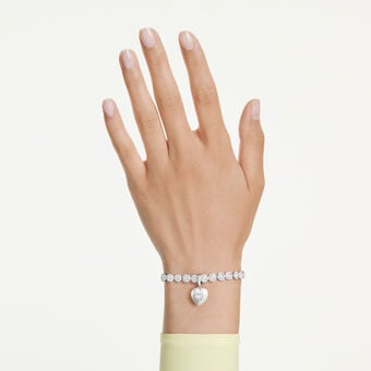 swarovski حلية idyllia، قطع متنوع، طلاء بلون اللؤلؤ، شكل قلب، لون أبيض، طلاء روديوم