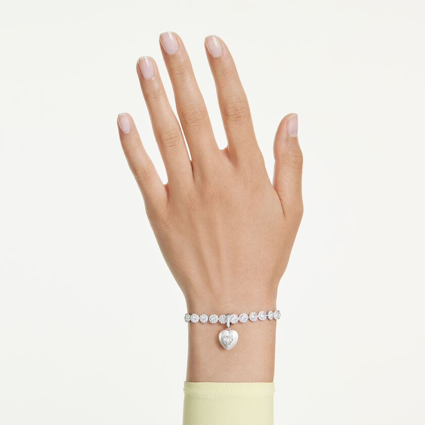 swarovski حلية idyllia، قطع متنوع، طلاء بلون اللؤلؤ، شكل قلب، لون أبيض، طلاء روديوم