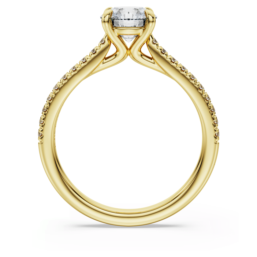 swarovski خاتم سوليتير eternity، أحجار ألماس مُصنعة في المختبر بإجمالي 1 2 قيراط، قطع مستدير، ذهب أصفر عيار 18
