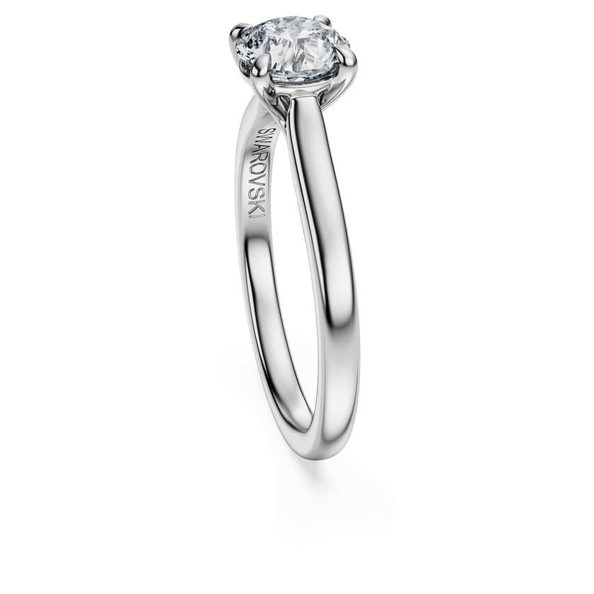 swarovski خاتم سوليتير eternity، أحجار ألماس مُصنعة في المختبر بإجمالي 1 قيراط، قطع مستدير، ذهب أبيض عيار 18
