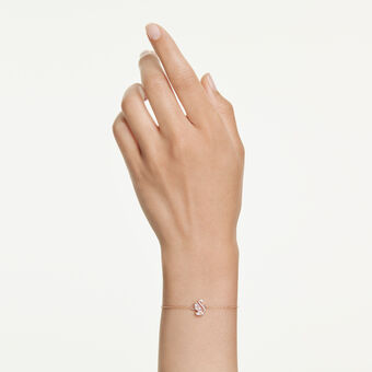 swarovski سوار swan، قطع متنوع، شكل بجعة، لون أبيض، طلاء باللون الذهبي الوردي