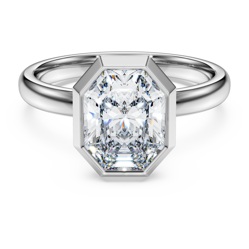 swarovski octagon bezel ring  lab grown diamonds 2 0 ct tw  octagon shape  18k white gold