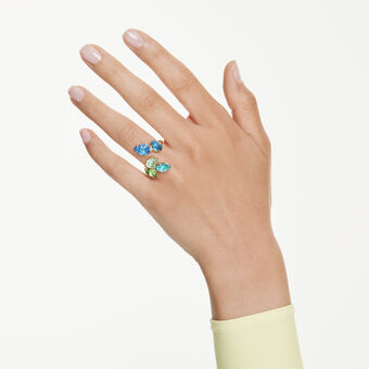 swarovski خاتم مفتوح gema، قطع متنوع، ألوان متعددة، طلاء باللون الذهبي