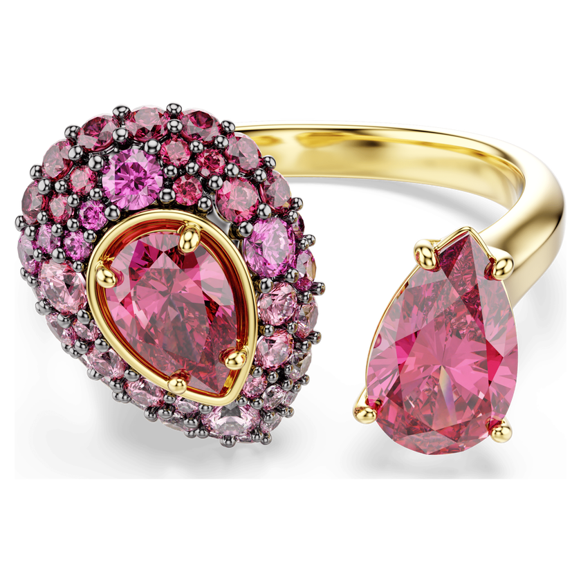 swarovski خاتم كوكتيل sublima، قطع على شكل كمثرى، لون أحمر، لمسة نهائية من الذهب عيار 18 قيراط