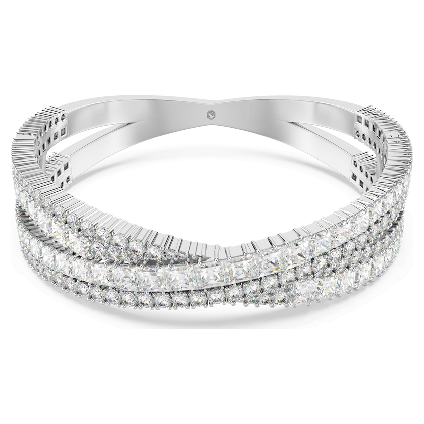 swarovski سوار hyperbola عريض، قطع متنوع، شكل إنفينيتي، لون أبيض، طلاء روديوم