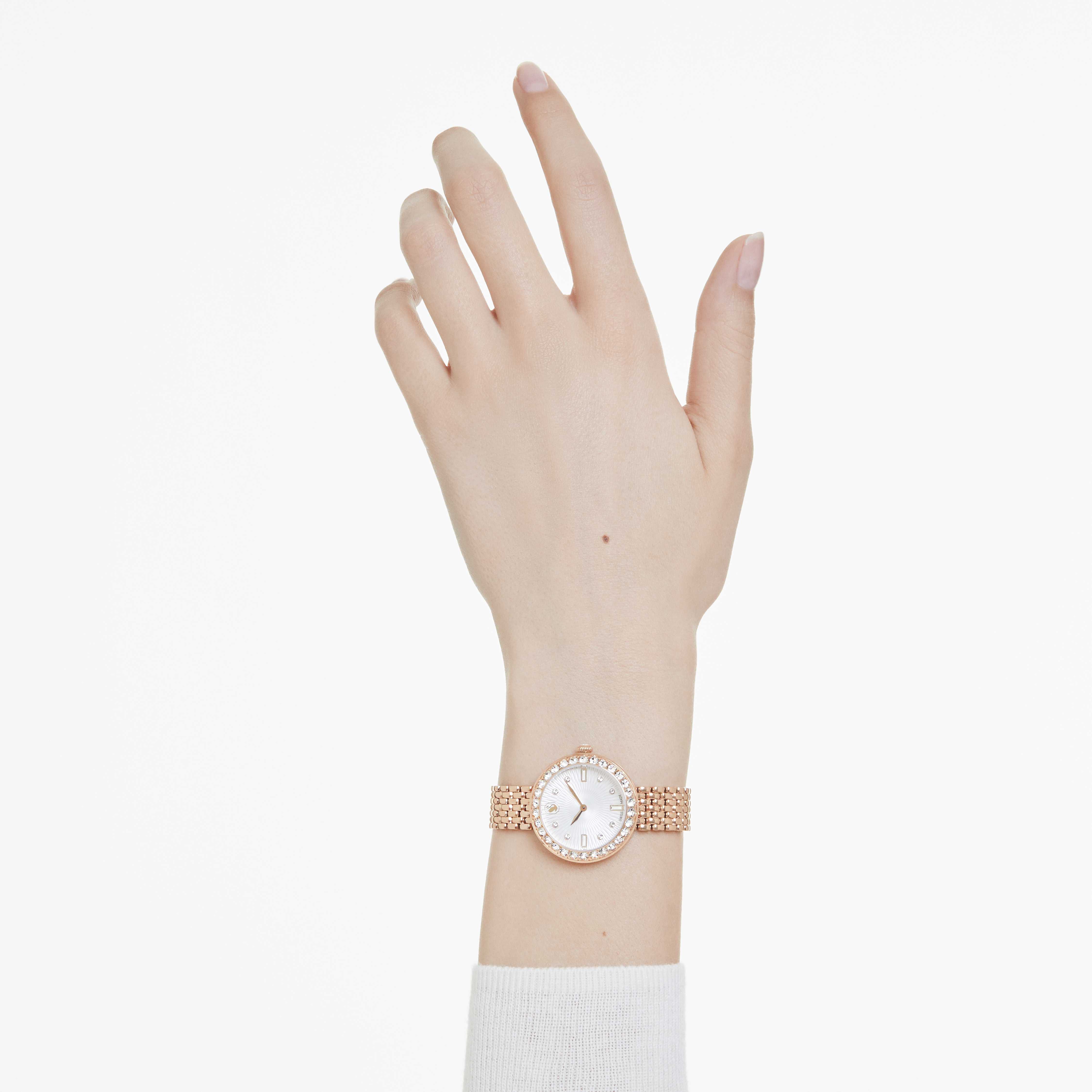 swarovski ساعة certa، صناعة سويسرية، سوار معدني، لون ذهبي وردي، لمسة نهائية بلون ذهبي وردي