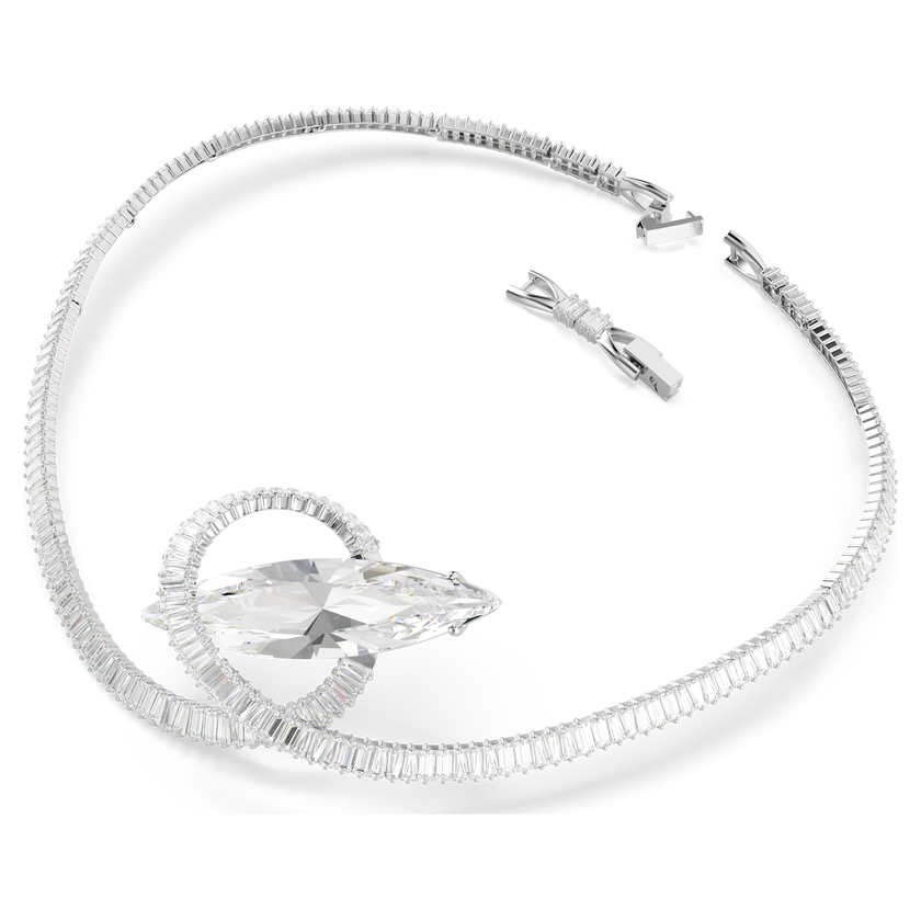 swarovski عقد شوكر matrix، قطع باغيت، لون أبيض، طلاء روديوم