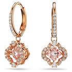 swarovski أقراط متدلية una، على شكل زهرة البرسيم، لون وردي، طلاء ذهبي وردي
