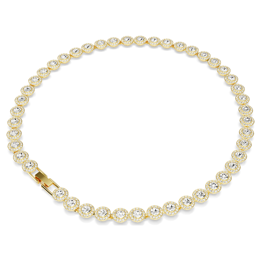 swarovski عقد una angelic tennis، قطع مستدير، لون أبيض، طلاء باللون الذهبي