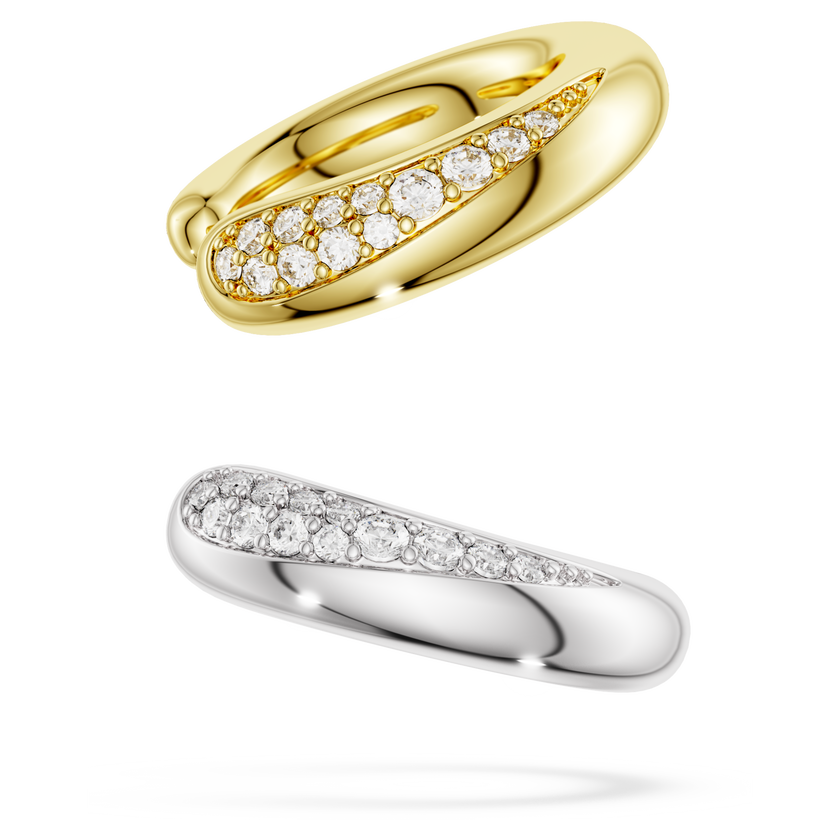 swarovski أساور الأذن classica، قطع مستدير، لون أبيض، فضة استرليني، لمسة نهائية من الذهب عيار 18 قيراط