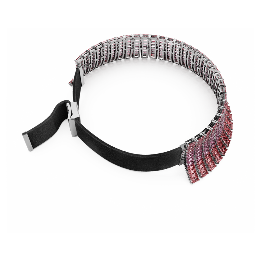 swarovski matrix choker  baguette cut  pink  rhodium plated