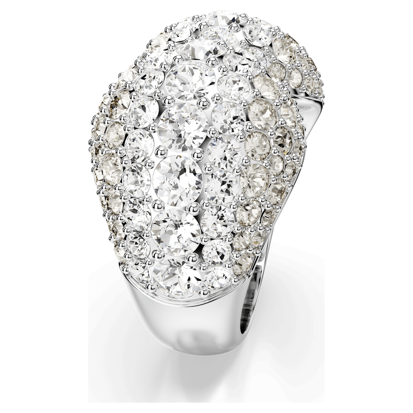 swarovski خاتم كوكتيل sublima، قطع مستدير، لون أبيض، طلاء روديوم