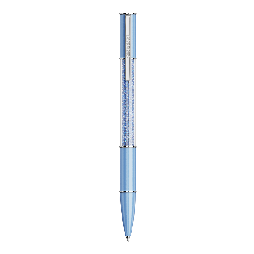 swarovski قلم حبر جاف crystalline، أحجار كريستال recreated ، لون أزرق، طلاء أزرق لامع، طلاء كروم