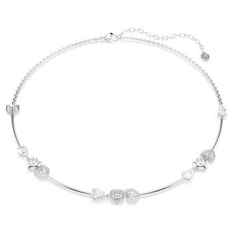 swarovski عقد idyllia، شكل قلب وسهم، لون أبيض، طلاء روديوم