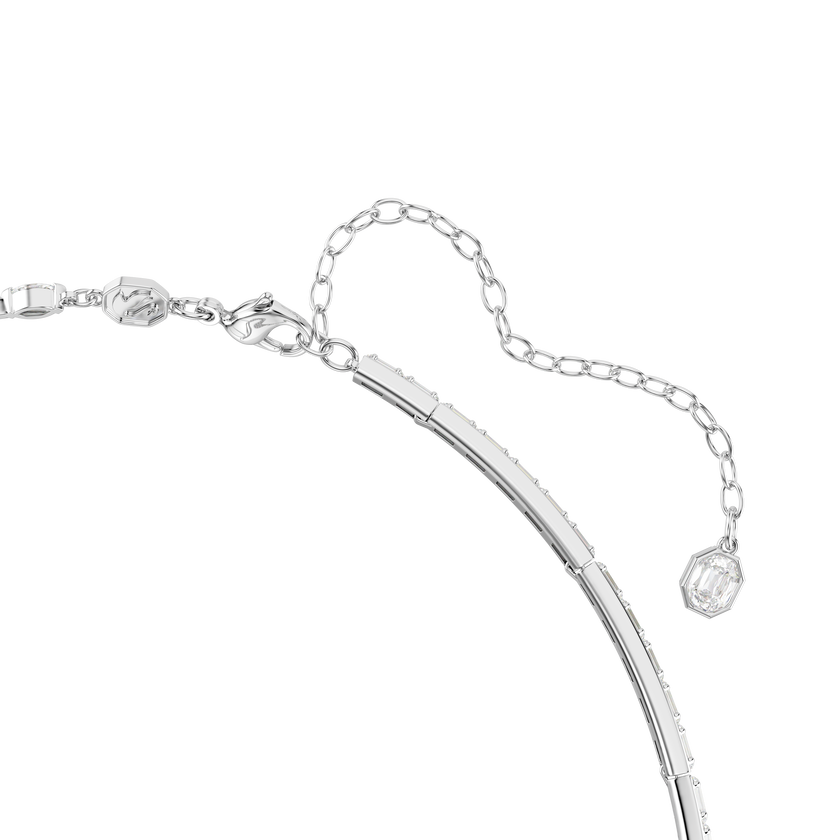 swarovski عقد mesmera على شكل حرف y، قطع متنوع، لون أبيض، طلاء روديوم