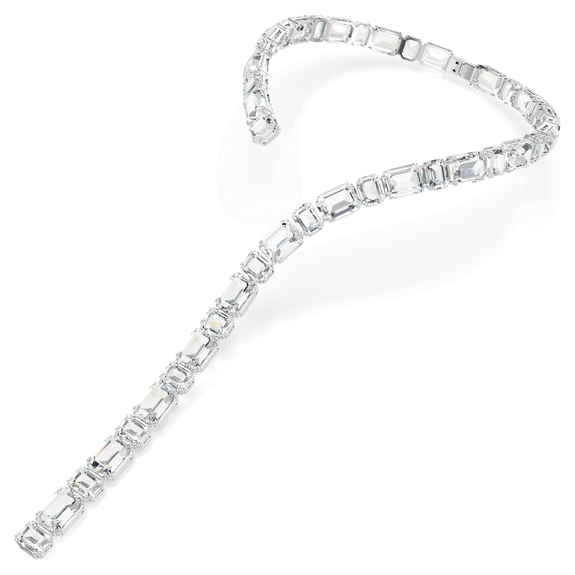 swarovski عقد millenia tennis، قطع مُثَمَّن، لون أبيض، طلاء روديوم