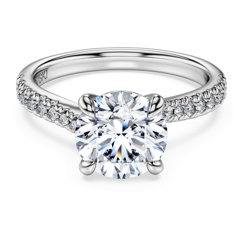 swarovski خاتم سوليتير eternity، أحجار ألماس مُصنعة في المختبر بإجمالي 2 25 قيراط، قطع دائري، ذهب أبيض عيار 18
