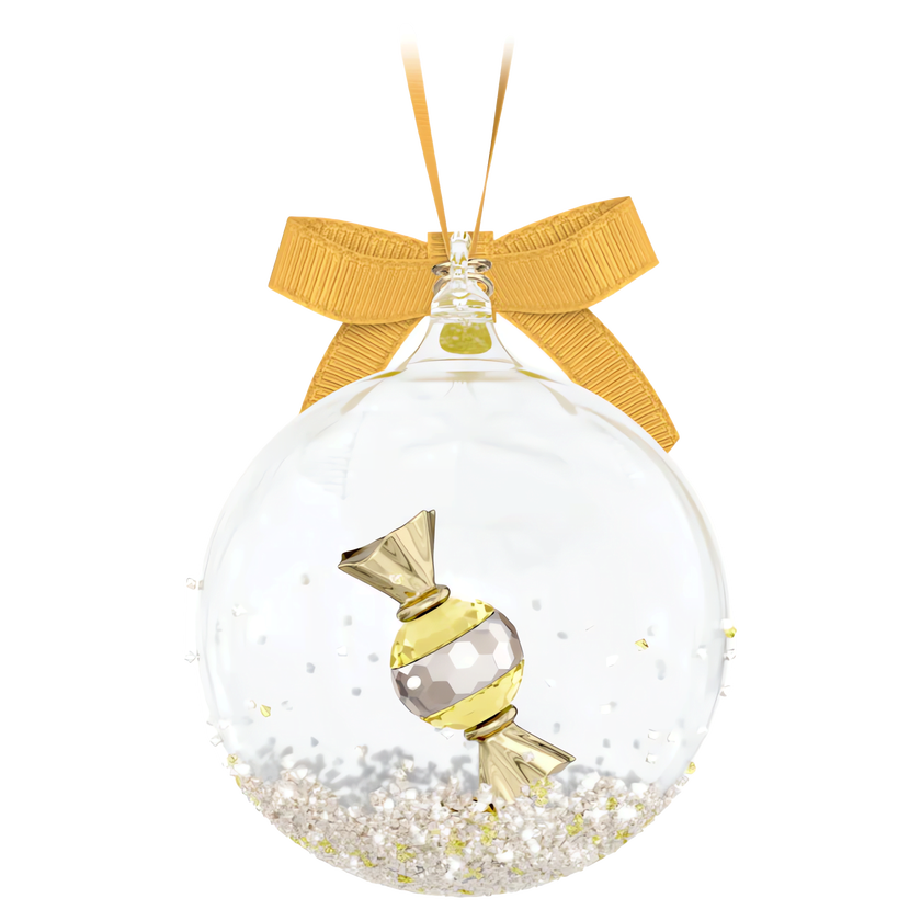 swarovski كرة زينة holiday cheers بها مجسم حلوى، لون أصفر