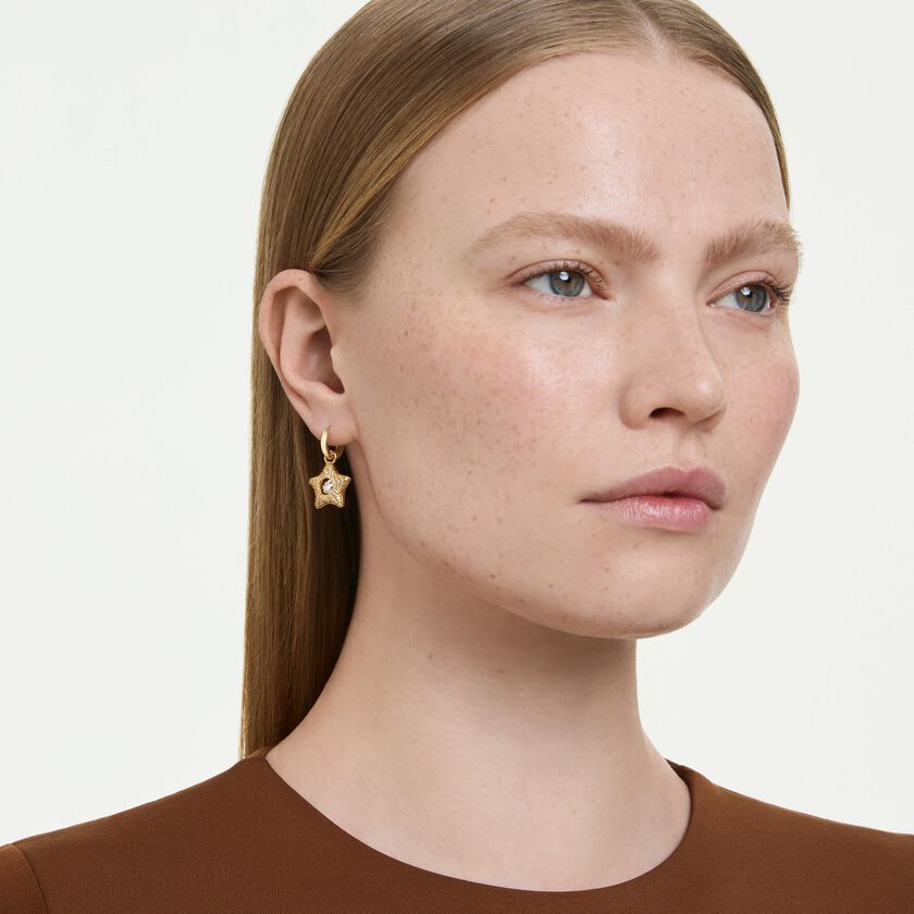 swarovski أقراط متدلية sublima، قطع مستدير، نجمة، ألوان متعددة، لمسة نهائية من الذهب عيار 18 قيراط