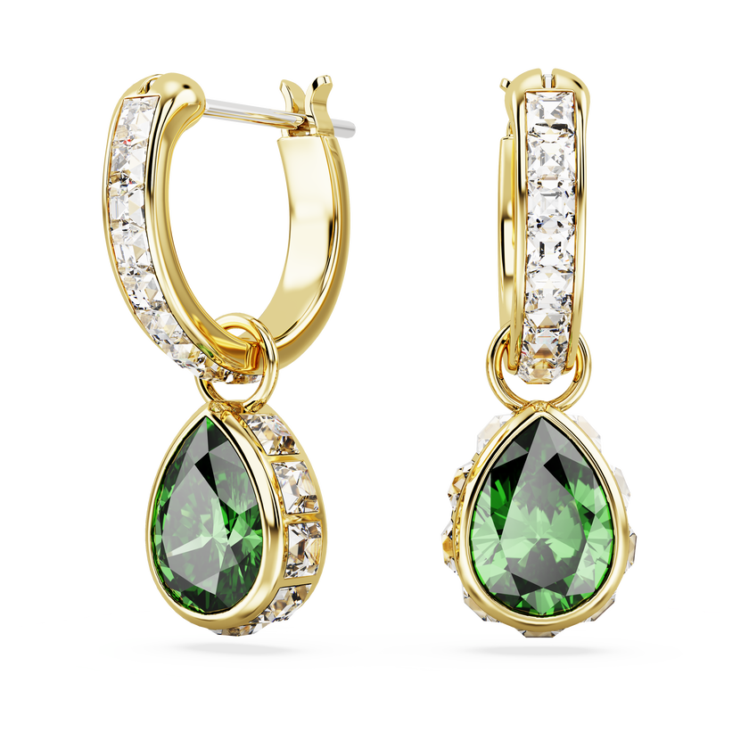 swarovski أقراط متدلية chroma، على شكل كمثرى، لون أخضر، طلاء بلون ذهبي