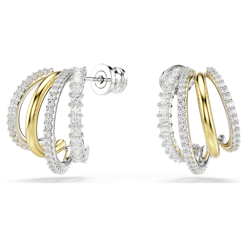 swarovski أقراط حلقية hyperbola، قطع متنوع، حجم صغير، لون أبيض، لمسة نهائية من معادن مختلطة