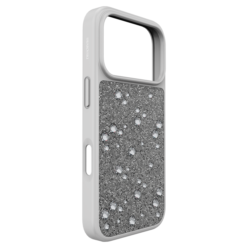 swarovski حافظة high للهاتف الذكي، كريستالات مسطحة من الخلف، iphone  17 pro، لون فضي
