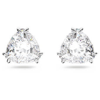 swarovski أقراط دبوسية millenia، مزدانة بكريستال مثلث، لون أبيض، طلاء روديوم