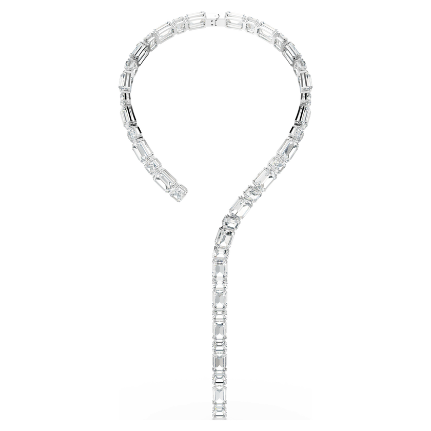 swarovski عقد millenia tennis، قطع مُثَمَّن، لون أبيض، طلاء روديوم