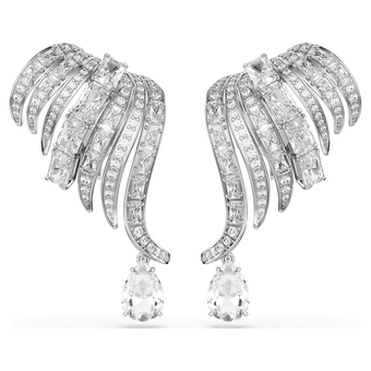 swarovski أقراط بمشبك vienna، قطع متنوع، بجعة، لون أبيض، طلاء روديوم