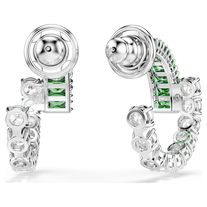 swarovski أقراط حلقية matrix، قطع متنوع، لون أخضر، طلاء روديوم