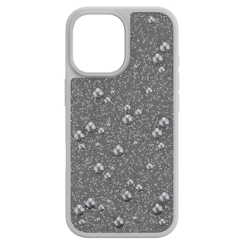 swarovski حافظة high للهاتف الذكي، كريستالات مسطحة من الخلف، iphone  17، لون فضي