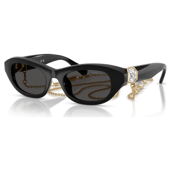 نظارة شمسية، على شكل وسادة، لون أسود swarovski نظارة شمسية، على شكل وسادة، لون أسود