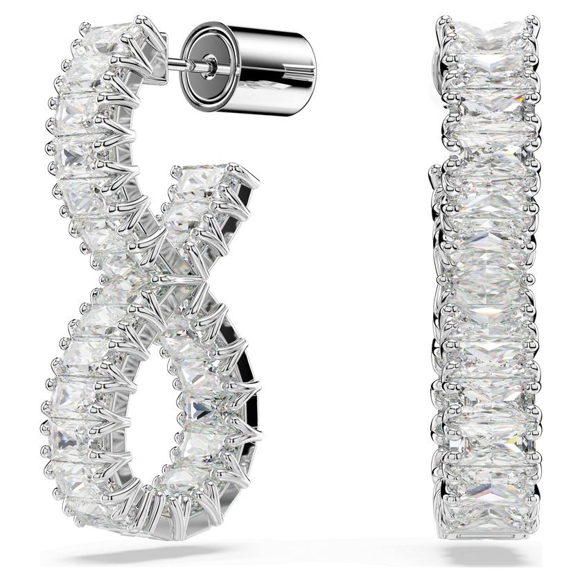 swarovski أقراط حلقية hyperbola، شكل إنفينيتي، لون أبيض، طلاء روديوم
