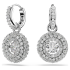 swarovski أقراط متدلية sublima، قطع مستدير، لون أبيض، طلاء روديوم
