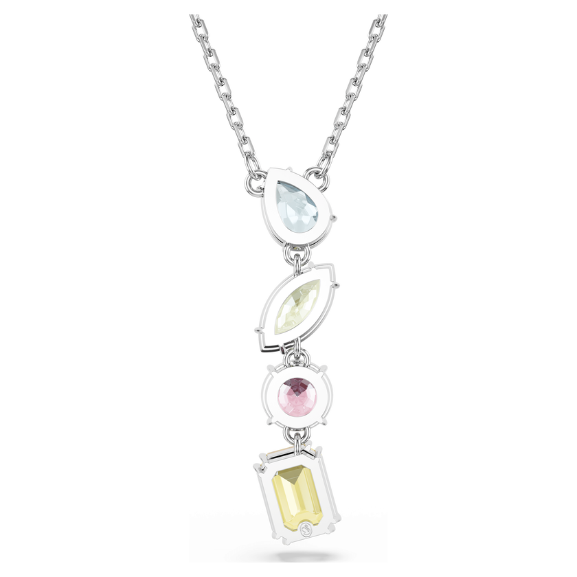 swarovski قلادة gema على شكل حرف y، قطع متنوع، ألوان متعددة، طلاء روديوم