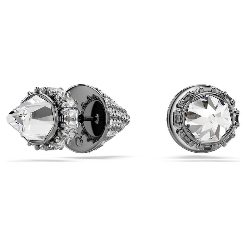 swarovski أقراط دبوسية sublima، شكل سن مدببة، لون أبيض، طلاء روثينيوم