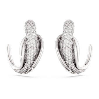 swarovski أقراط حلقية classica، تصميم مميز، قطع مُستدير، لون أبيض، فضة استرليني