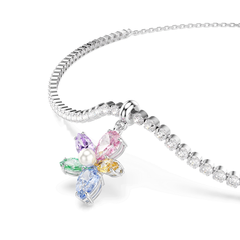 عقد شوكر ariana grande x swarovski، قطع متنوع، شكل زهرة، ألوان متعددة، طلاء روديوم