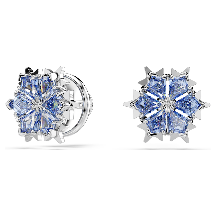 swarovski أقراط دبوسية magic، شكل دفة ثلج، لون أزرق، طلاء روديوم