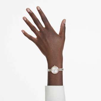 swarovski ساعة matrix bangle، صناعة سويسرية، سوار كريستال، لون أبيض، لمسة نهائية بلون ذهبي وردي