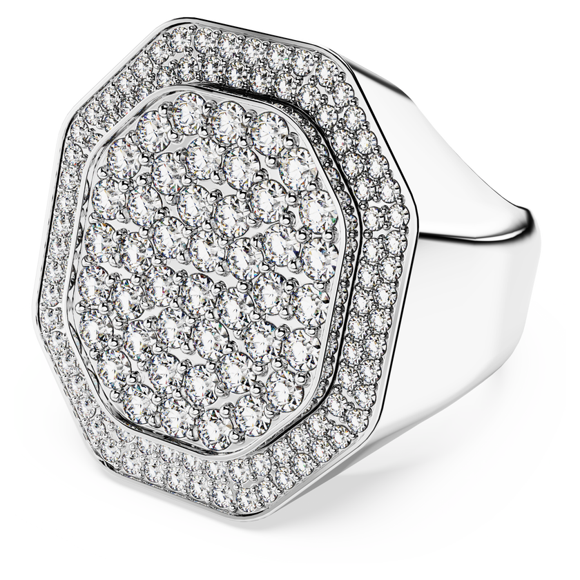 swarovski خاتم dextera كوكتيل، قطع مثمن، لون أبيض، طلاء روديوم