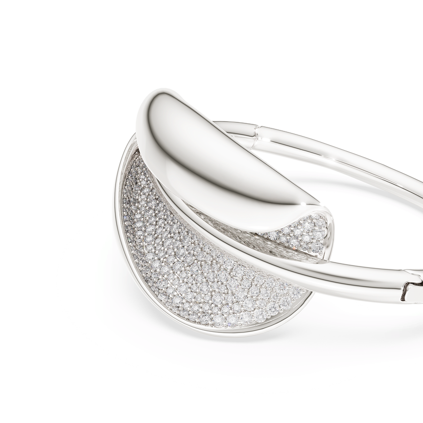 swarovski سوار classica، تصميم مميز، قطع مُستدير، لون أبيض، فضة استرليني