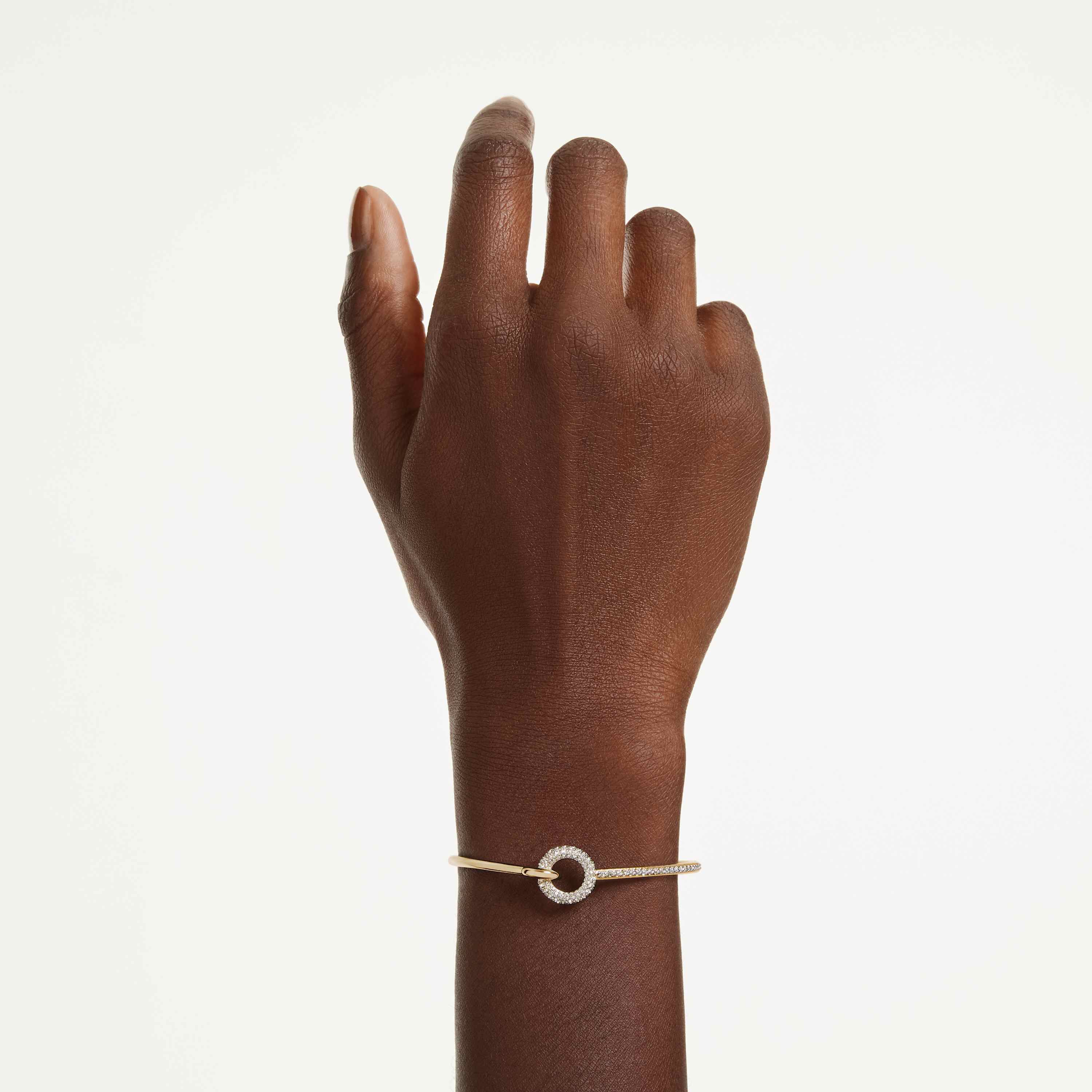 swarovski dextera bangle  round cut  white  gold tone plated