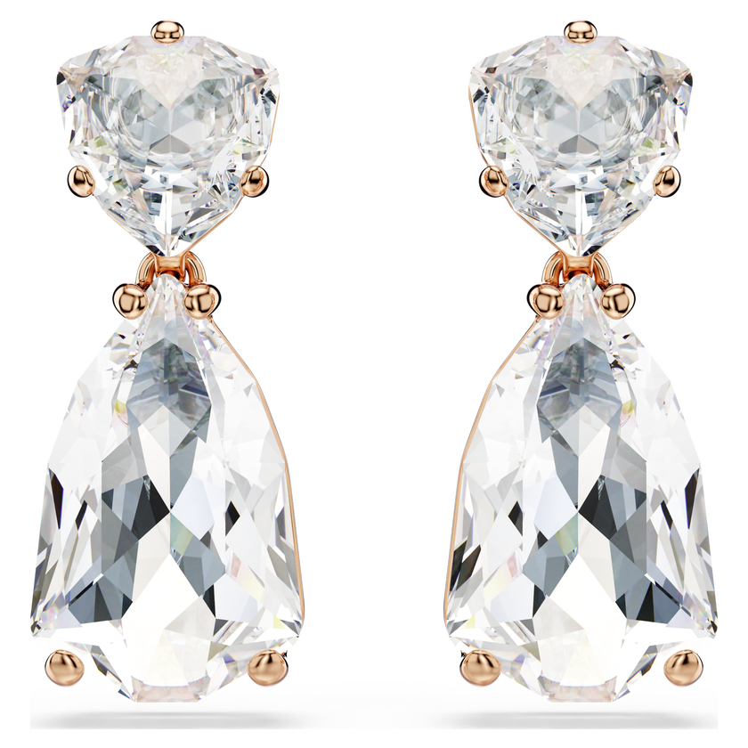 swarovski أقراط متدلية mesmera، شكل كمثرى، لون أبيض، طلاء باللون الذهبي الوردي