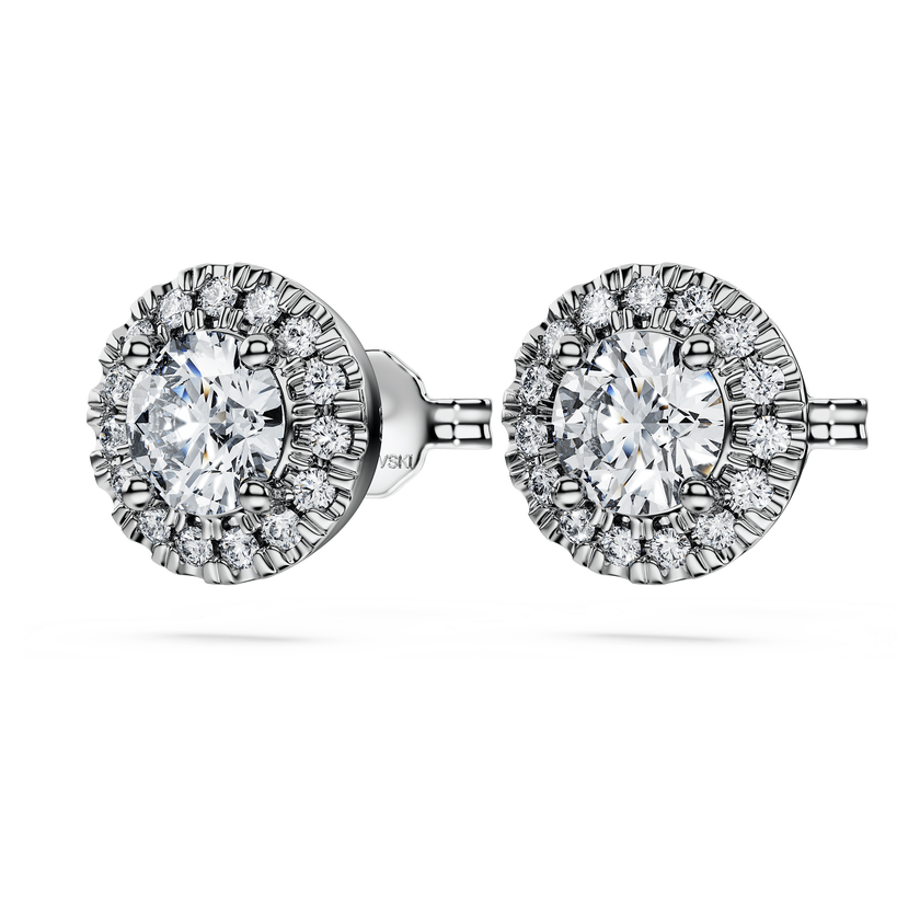 swarovski أقراط دبوسية eternity، أحجار ألماس مُصنعة في المختبر بإجمالي 1 25 قيراط، ذهب أبيض عيار 18
