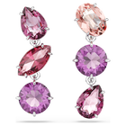 swarovski gema drop earrings  mixed cuts  pink  rhodium plated