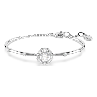 swarovski constella bangle  round cut  dancing stone  white  rhodium plated