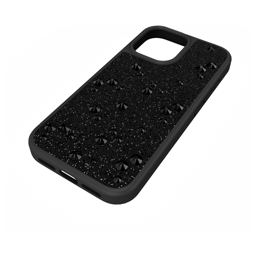 swarovski حافظة high للهاتف الذكي، كريستالات مسطحة من الخلف، iphone  17، لون أسود