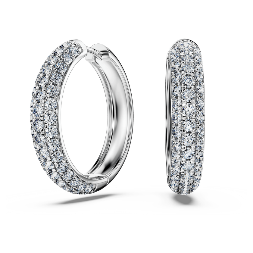swarovski أقراط حلقية eternity، أحجار ألماس مُصنعة في المختبر بإجمالي 2 قيراط، ذهب أبيض عيار 18