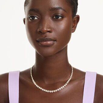 swarovski عقد una angelic، قطع مستدير، حجم صغير، لون أبيض، طلاء باللون الذهبي